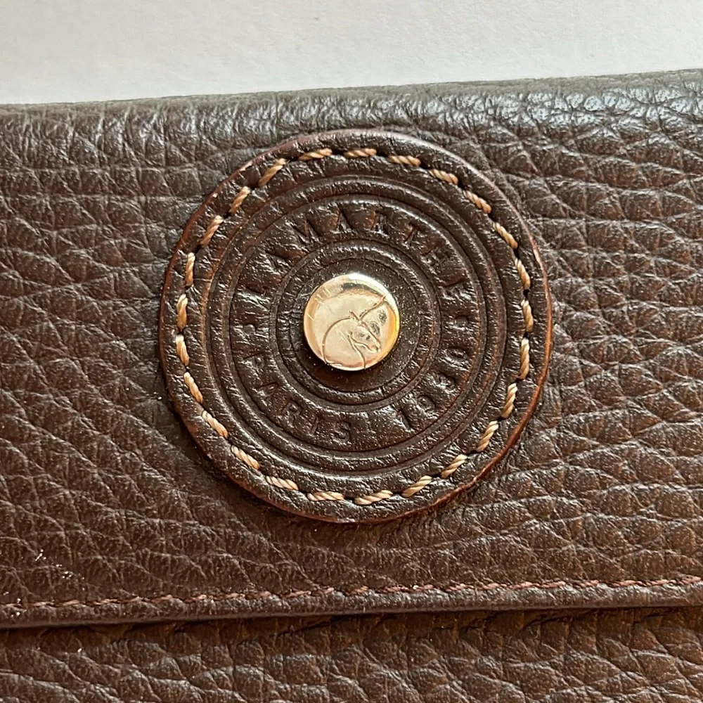 Lamarthe Paris Compact Wallet in Brown Pebbled Leather